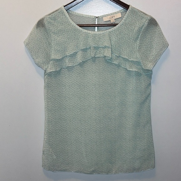 LOFT Tops - - "NWT"‎ LOFT Polka Dot Patterned Blouse -Size XS Baby Blue